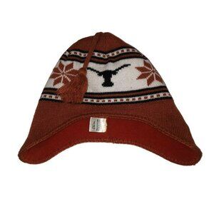 University of Texas UT Longhorns Knit Toboggan Hat Cap Burnt Orange White Beanie